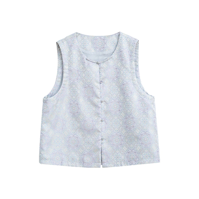 忘城H1189座/夏如幽兰/夏新款重磅织锦石榴提花中式国风马甲外套