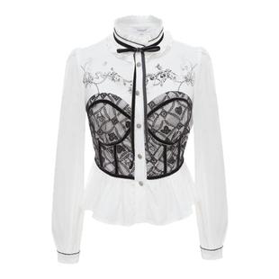 LULUALWAYS我爱露露新款法式优雅百搭设计感花边衬衫