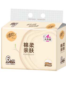 清风棉柔亲肤抽纸4层6包-X