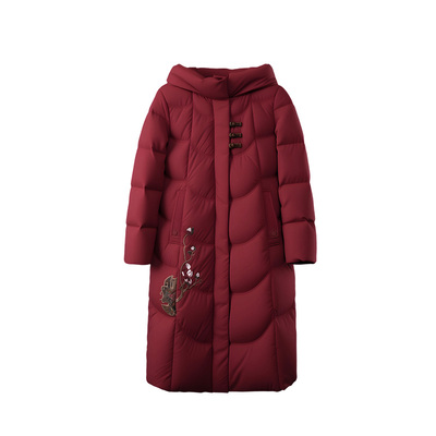 雅鹿冬季加厚长款纯色羽绒服女士