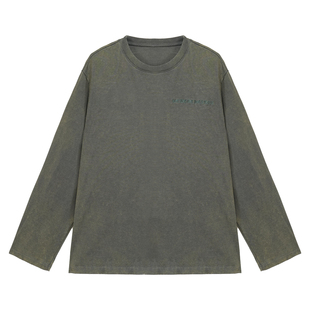 vivichan冬高街风原创小众设计感梵文牛仔贴布绣纯棉长袖T恤男女