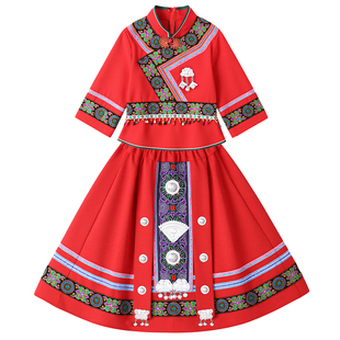 三月三广西壮族苗族佤族儿童少数民族服装男女童演出舞蹈表演服饰