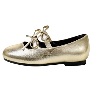 星期六童鞋儿童公主鞋女童2025新款秋季软底豆豆鞋女孩金色小皮鞋