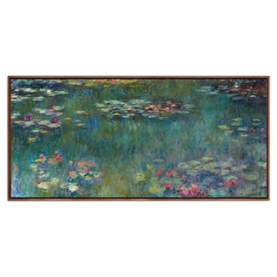 莫奈睡莲绿色倒影版画客厅装饰画