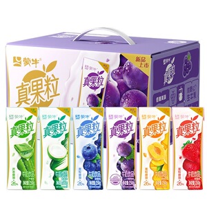 5月 蒙牛真果粒饮料草莓黄桃葡萄多种口味12盒早餐牛奶官方旗舰店