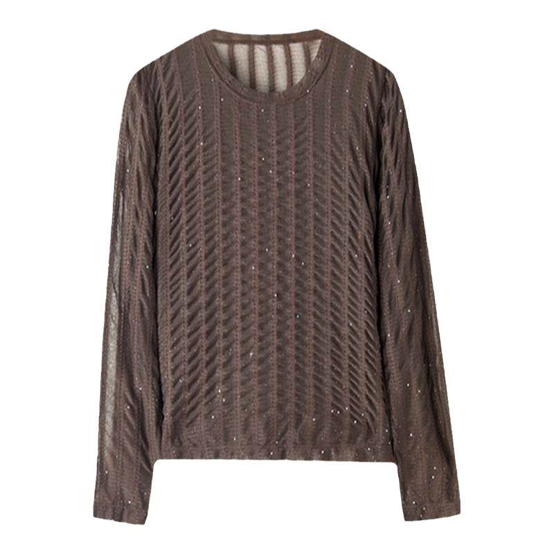 GOLDEN BARRY金和百瑞秋冬内搭温柔蕾丝圆领显瘦长袖打底衫204025