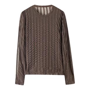 GOLDEN BARRY金和百瑞秋冬内搭温柔蕾丝圆领显瘦长袖打底衫204025