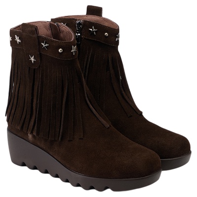 fed复古流苏靴冬季新款女靴厚底短靴西部时装靴女款S1114-YAB008