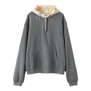 RUISHI芮时 撞色拼接慵懒落肩连帽卫衣抽绳卫裙通勤休闲套装女秋