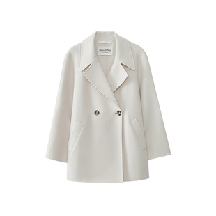 【100%绵羊毛】Marc O'Polo/MOP春季新款平驳领中长款大衣女外套