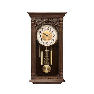 金钟宝实木挂钟客厅中式复古报时创意钟表长方形中国风静音石英钟