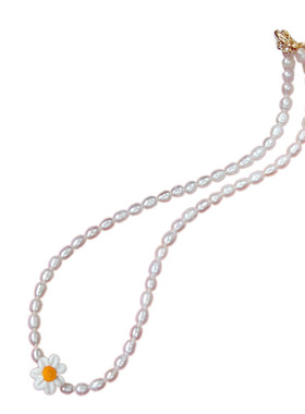 欧美小众天然淡水花朵女锁骨链