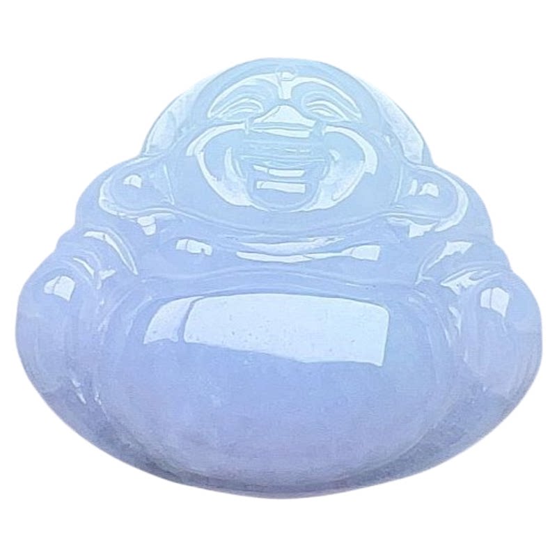 天然翡翠弥勒佛乳白淡紫一抹绿