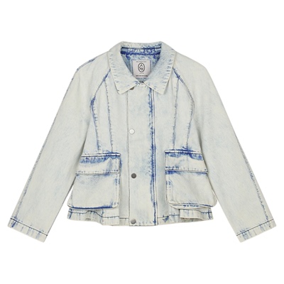 ASH女装CELIA纯棉复古水洗牛仔外套女撞色线条翻领外套