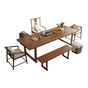 新中式茶桌茶台一体实木办公室泡茶喝茶桌椅组合功夫禅意家用客厅