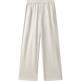 【播奥莱】播商场同款垂感侧边绣花休闲裤女冬新阔腿裤BDR4KD3922