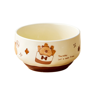 饭碗家用陶瓷碗高颜值可爱卡通儿童碗釉下彩 汤碗创意卡皮巴拉