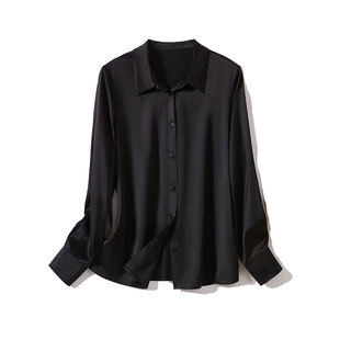 新款上衣女缎面休闲轻奢白色衬衣春装设计气质宽松长袖高级感衬衫
