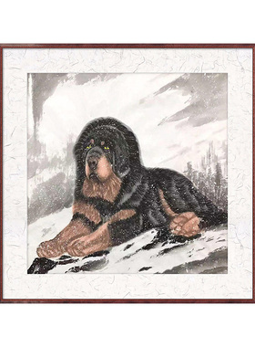 手绘藏獒挂画传统宣纸挂画