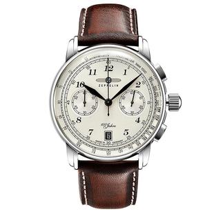 Zeppelin齐博林新品复古小三针计时码表德国进口时尚男表腕表