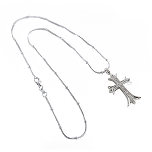 atmshop 满钻超闪十字架吊坠银色辣妹项链情网红重工侣款项链叠戴