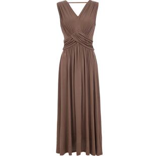 【罗马裙】VeroModa连衣裙女26夏季无袖V领捏褶收腰通勤长裙优雅