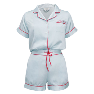 Not Just Pajama 100%真丝睡衣女短款条纹家居服套装