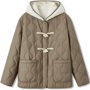 [商场同款]森马棉服女仿羊羔毛马甲防水轻薄棉衣2025冬新款两件套