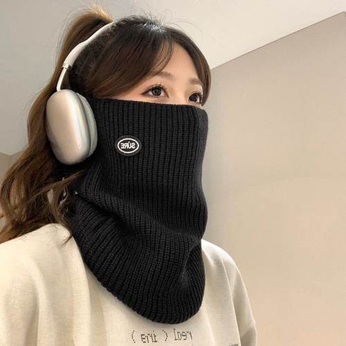 防风保暖面罩女冬季骑车挂耳围脖女秋冬护颈脖套帽子男款毛线围巾