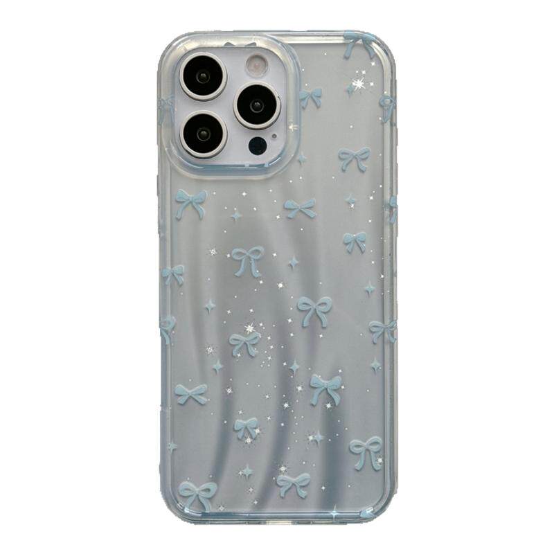 奶蓝色镭射蝴蝶结适用苹果17带吊坠手机壳iPhone16promax新款17Pro全包15双层14防摔套13Pro小众少