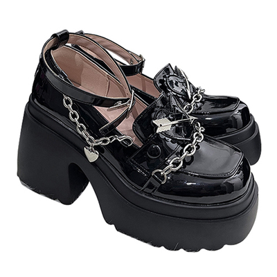 暗黑superpink辣妹鞋子厚底朋克