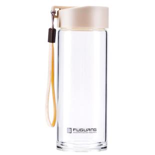 富光玻璃杯单层水杯车载便携450ML大容量泡茶杯子带手提透明杯子