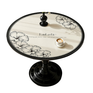 法式圆桌桌布免洗防水防油家用皮革圆桌垫圆形餐桌垫双层带转盘