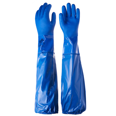 代尔塔加长手套PVC防化工作劳保防护手套耐磨防水耐酸碱防油加厚