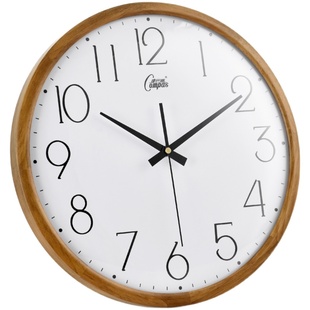 康巴丝日式钟表实木质挂钟客厅简约卧室餐厅石英钟静音创意