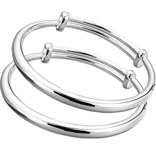 顺钦银楼S999纯银宝宝手镯婴儿男女小孩足银手镯脚镯满月周岁礼物