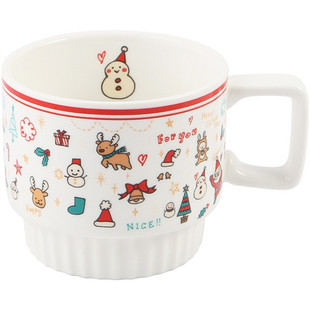 圣诞节陶瓷马克杯高颜值咖啡杯家用杯子女办公室可爱水杯情侣对杯