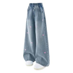 棉致女童裤子2026新款秋冬休闲阔腿裤女大童长裤春秋款儿童牛仔裤