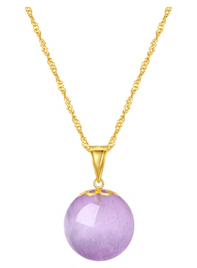 收藏级紫锂辉18K金猫眼单珠吊坠