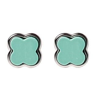 宫里上新绿松石耳饰女天然原矿四叶草耳钉独特耳环高级感生日礼物