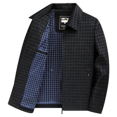 啄木鸟中年男士外套夹克衫翻领春秋季薄款中老年人爸爸春装上衣服