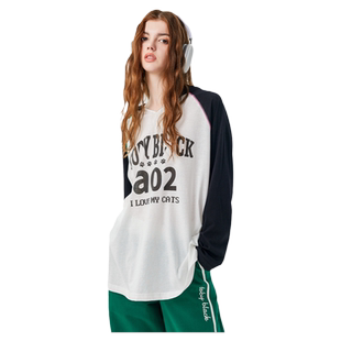 a02长袖T恤女2025新款夏款上衣防晒服插肩袖圆领宽松设计感打底衫