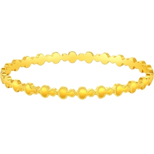 潮宏基弘葫芦黄金手镯足金镯子拉丝高级感婚庆结婚三金女礼物计价