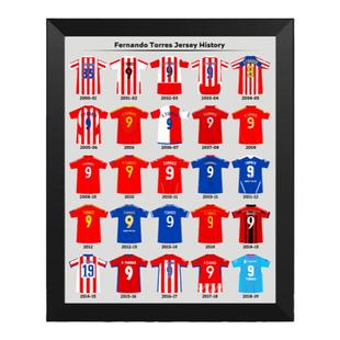 托雷斯职业生涯历史球衣相框 托妞球迷礼物 足球公园酒吧装饰