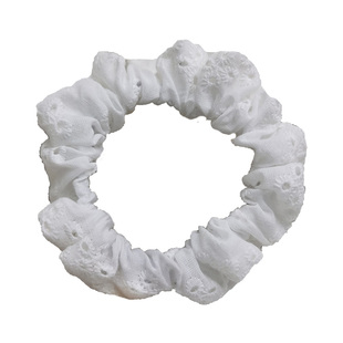 法式纯棉刺绣小肠发圈高级感高弹力基础发绳低马尾丸子头发饰韩版