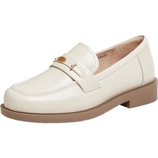 天美意学院英伦常青藤乐福鞋平底鞋女复古单鞋小皮鞋春季新款