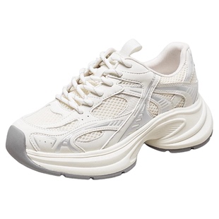 YRC厚底休闲运动鞋女2025春季新款网面百搭户外透气小白鞋老爹鞋