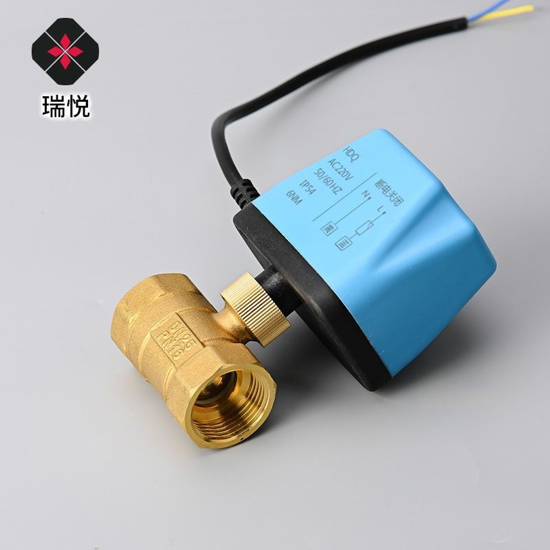 DN20电动二通球阀两线AC220V46黄铜寸控制分开关1DN15电动分球阀