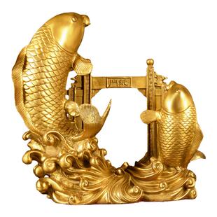 铜鲤鱼跃龙门摆件年年有鱼大号铜文昌笔家居办公室开业送礼装饰品