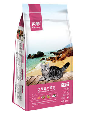 巴顿猫粮20斤 成猫幼猫 夹心燕麦加鳕鱼味猫食全价10kg